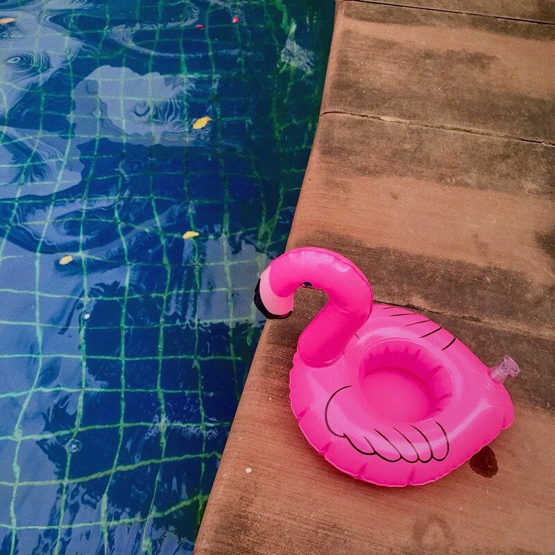 Luftmadrasser til kop oppustelige flamingo drikkevarer kopholder pool svømmer bar coaster flydeindretning svømning legetøj drikkeholder