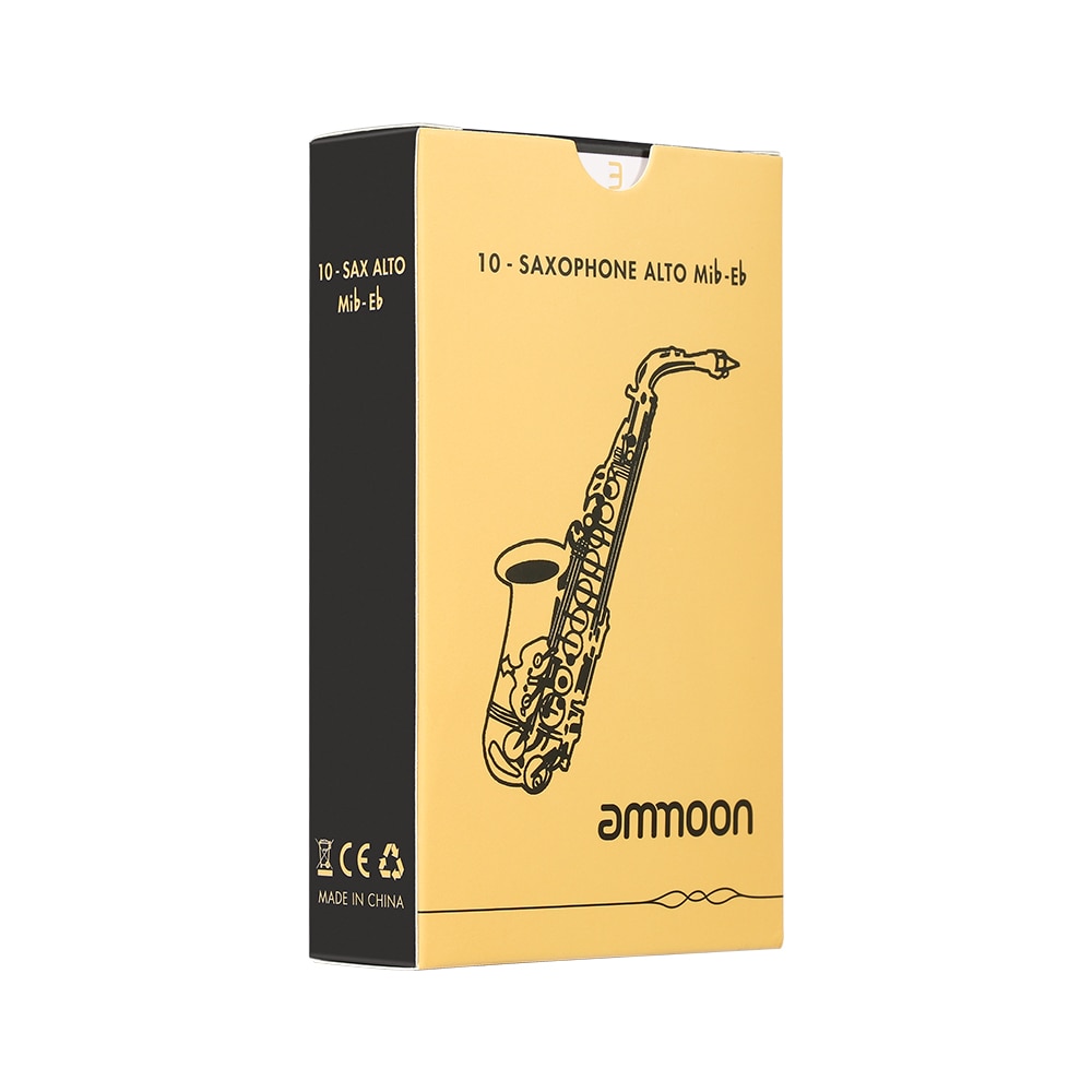 10 Stks/doos Saxofoonrieten Sax Traditionele Rieten Sterkte 1.5 / 2.5 / 3.0 Met Onafhankelijke Beschermhoes Voor Beginner