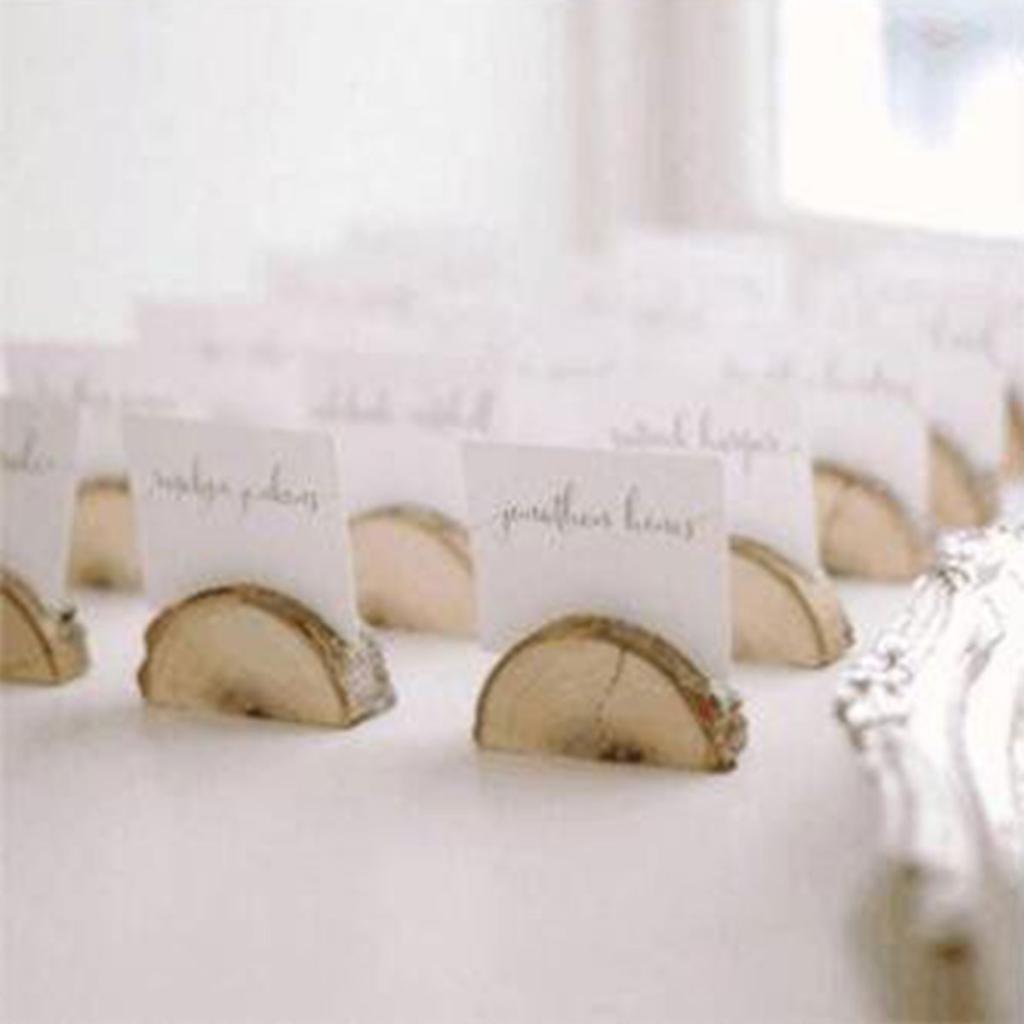 Magideal rustik træ baseholder tabel navn kortholder note fotomeddelelse klip til bryllupsfester fødselsdag invitationer rack