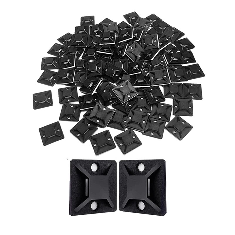 -120 Pcs Adhesive Base For Cable Ties, Self-Adhesive Base, Mounting Base For Cable Tie: Default Title