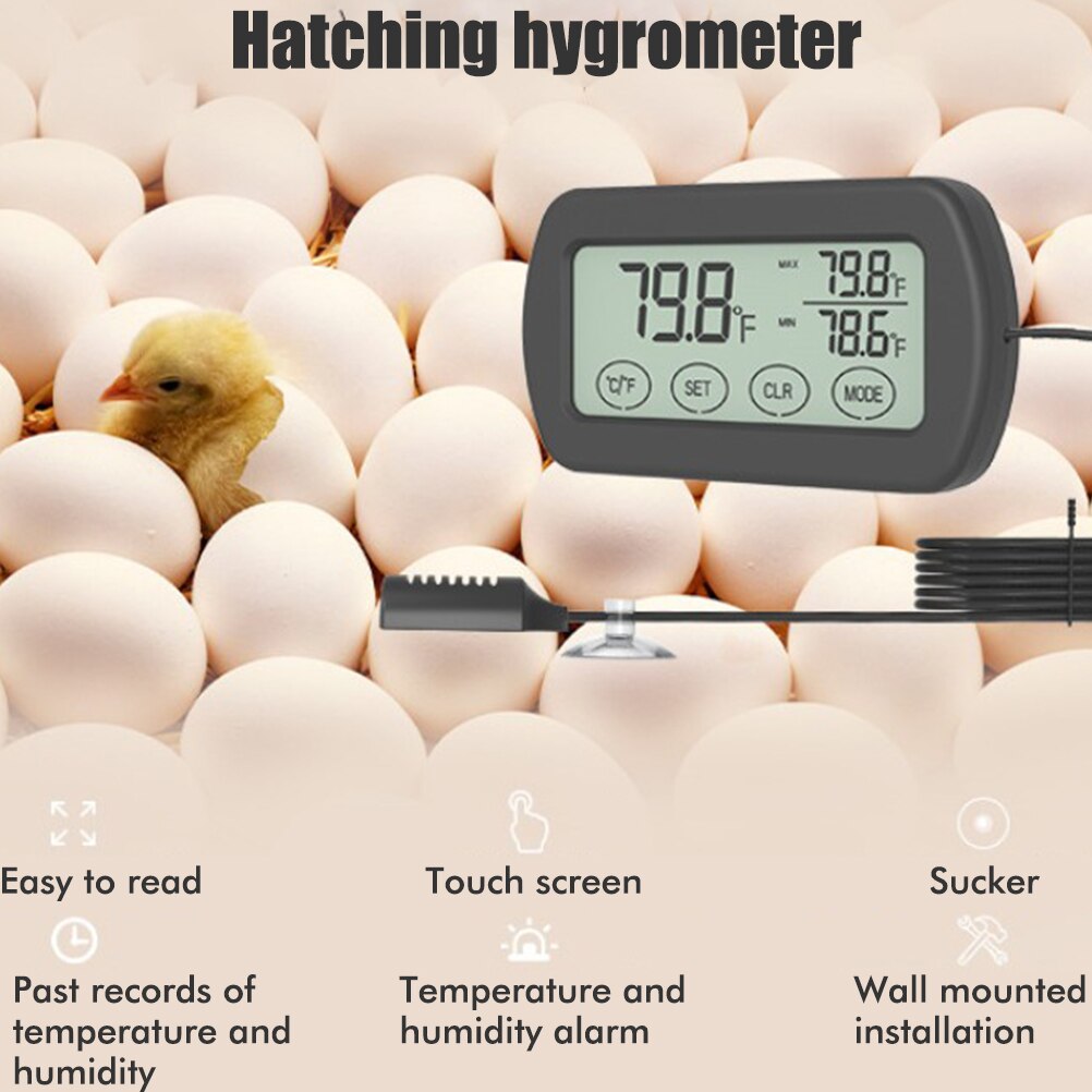 Thermometer Hygrometer Monitor Gauge Automatic reptile accessories Products Alarm Incubator animal Temperature with LCD Display