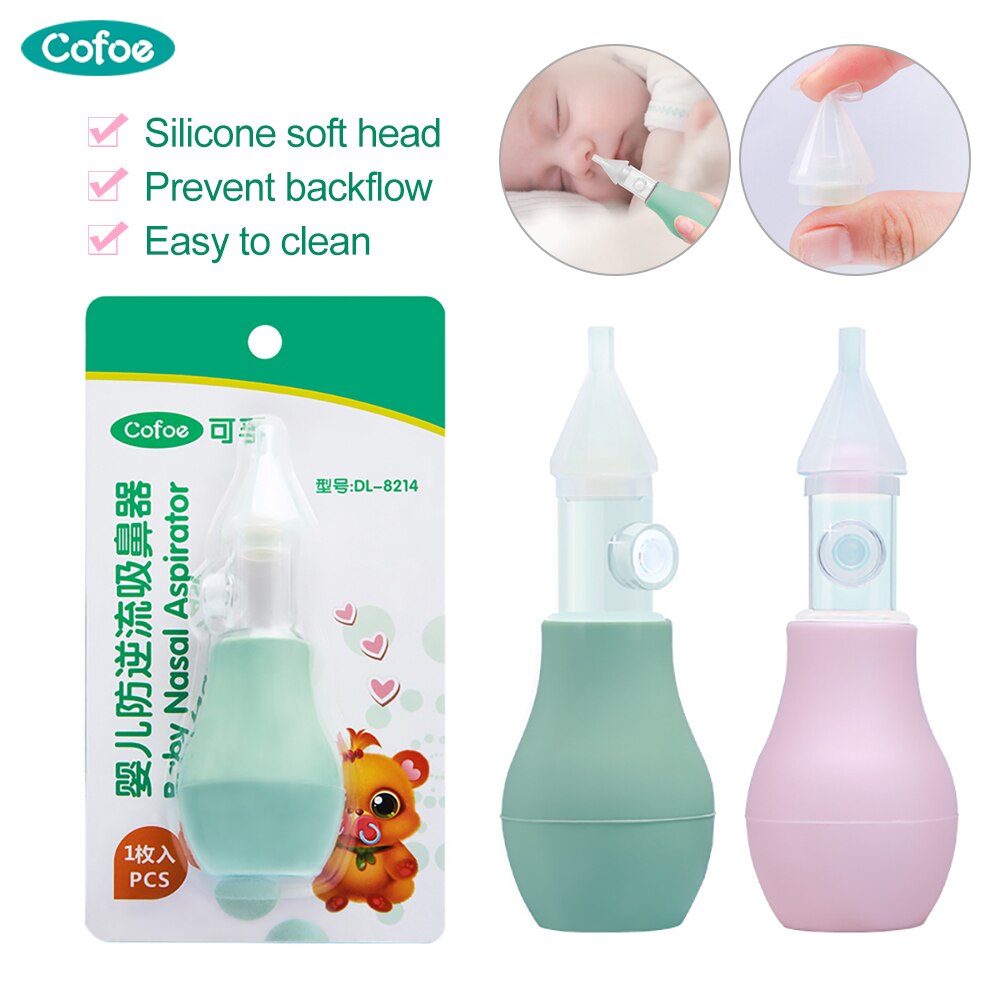 Cofoe Baby Anti Countercurrent Nasal Aspirator Silicone Soft Tip Cleaner Cleaner for Newborn Baby Snot Absorb Baby Care Safety