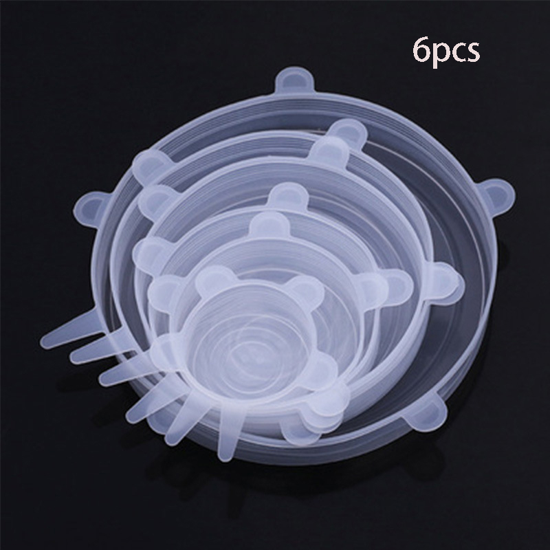 couvercle silicone alimentaire couvercle extensible en silicone alimentaire couvercle silicone charlotte alime Couvercles en Silicone extensibles pour micro-ondes, 6 pièces, accessoires de cuisine, pour aliments, frais: GJG-yuan-white