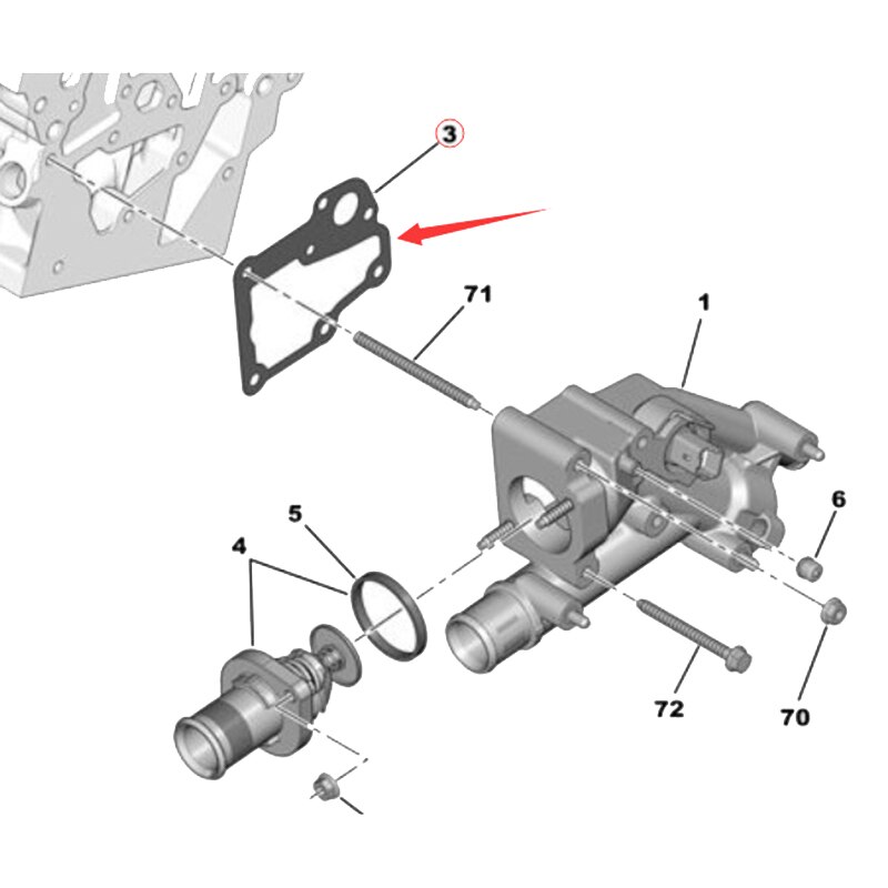 Motor- Wasser Auslauf Kammer Dichtung 134078 für Peugeot 307 308 508 407 Citroen C4 C5 1,8 2,0 Motor- Thermostat Dichtung