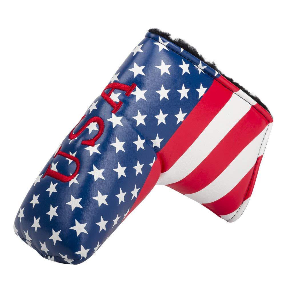 Headcover Klinge Tragbaren Lagerung Wasserdichte draussen Golf Putter Abdeckung PU Leder Zubehör Für Scotty Verein Amerikanischen Flagge