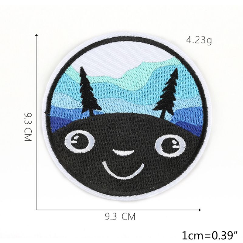 9 stk geometrisk badge patch bjergplanet broderet jern på/syning applikation  a2ua