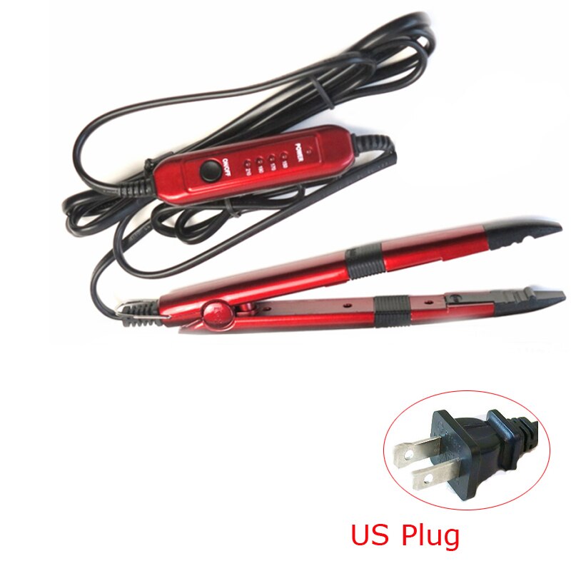 Fusion Iron Connector Keratin Bonding Tools Adjustable Temperature Mini Iron Fusion Connector Black/Red Color Available: Red-US Plug