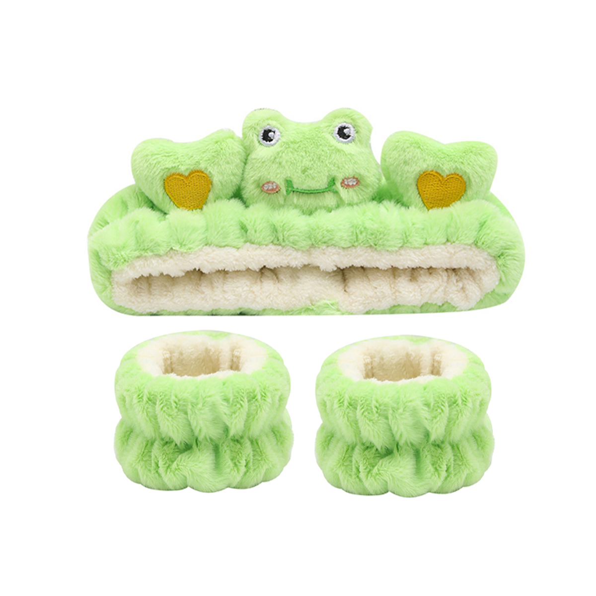 3-delige set make-up hoofdband polsbandje set schattige dieren gezicht wassen schoonmaken spa hairhand voor vrouwen: Reseda