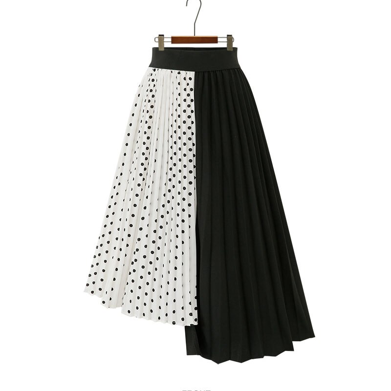 Jupes longues en mousseline de soie pour femmes, grande taille 5XL, taille élastique, motifs à pois, irrégulière, plage, d'été