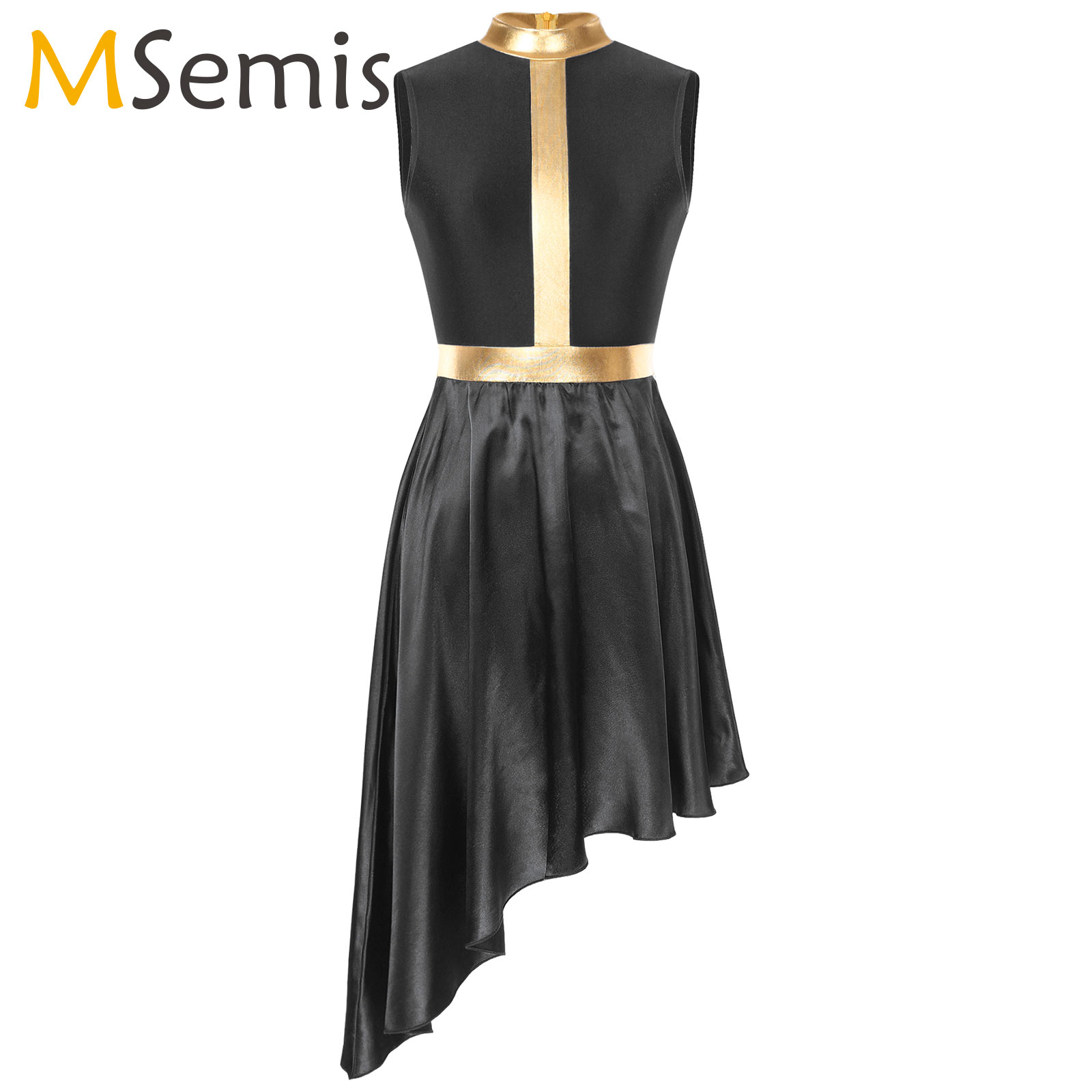 Vestido de baile lírico para mujer, traje de Ballet contemporáneo moderno, sin mangas, malla de tul, falda alta y baja, Ropa de baile litúrgico de alabanza