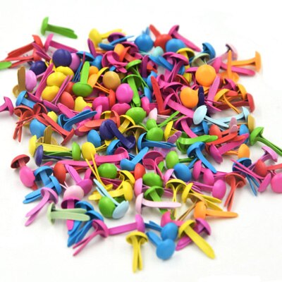 Mixed Color Photo Frame Locks Rotating Buttons Mini Brads For DIY Scrapbooking, Fastner Brads: 5.5x11mm 100pcs