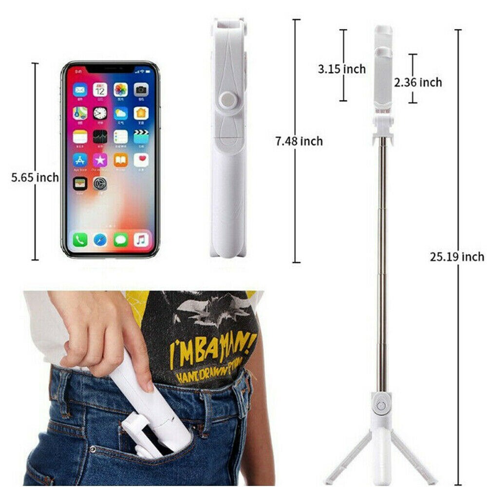 samtian wireless bluetooth selfie stick foldable mini tripod handheld monopod Extendable stand with Remote Control for all phneo