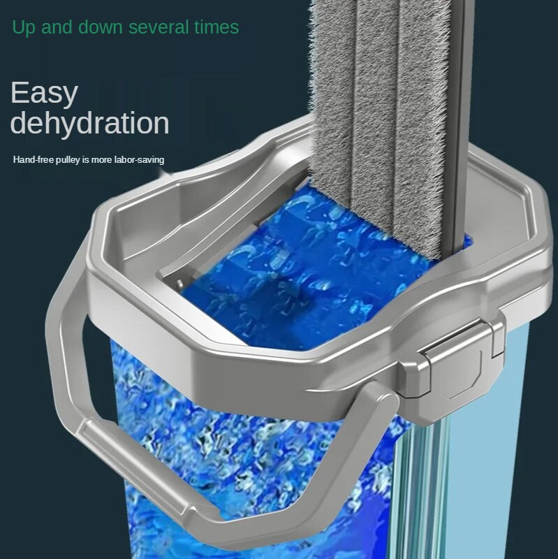 Plano apretar magia trapeador automático y el cubo para la casa y cocina lavado mopa para limpiar el piso Cubo de madera balde con mopa para pisos conjunto