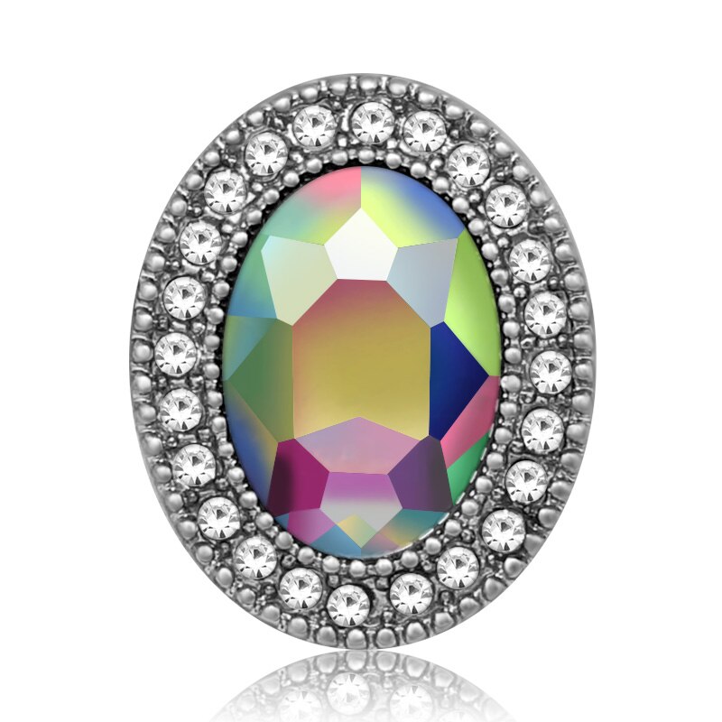 Mooie strass ovaal 20mm drukknopen passen op 18mm drukknopen armband drukknopen sieraden: Kz3438- ab kristal