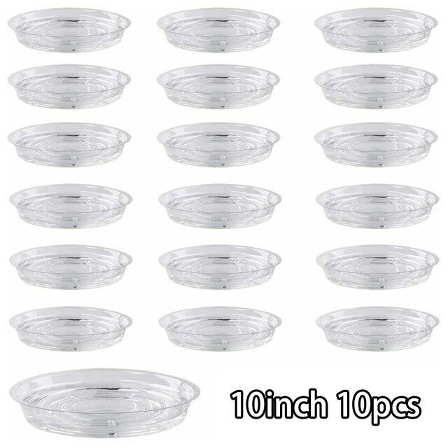 10 pièces 6/8/10 \ '\' fleur Pot Mat jardin plante soucoupe égouttoir rond Pot Base clair Snack conteneur PET Transparent plantes d'intérieur: 10Inch