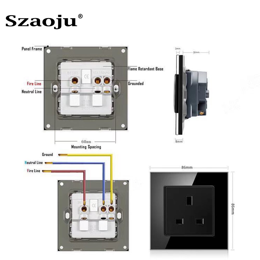 Szaoju 45A Electrical Switch with LED Light Indicator, 45A Large Power On / Off Power Switch White Black AC 110-250V