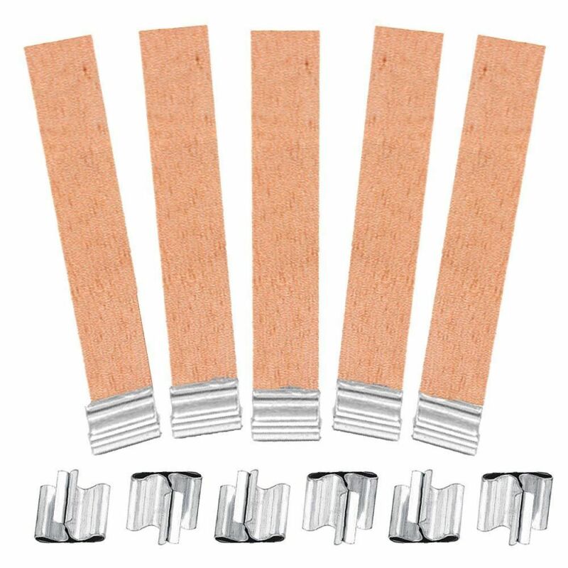 40Pcs Houten Lont Kaars Lont Vierkante Kaars Houder Onderhouder Label Stand Alloy Diy Craft Olie Lamp Maken Levert Party