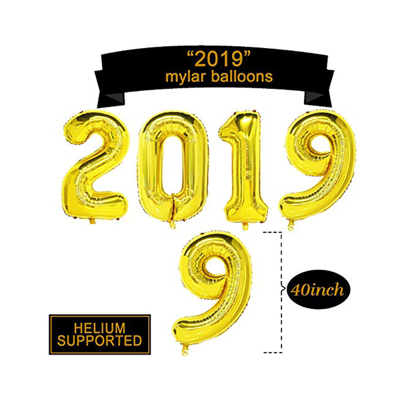 Golden foil balloons graduation party decorations 33-piece package Includes 40-inch balloons numbers balloons