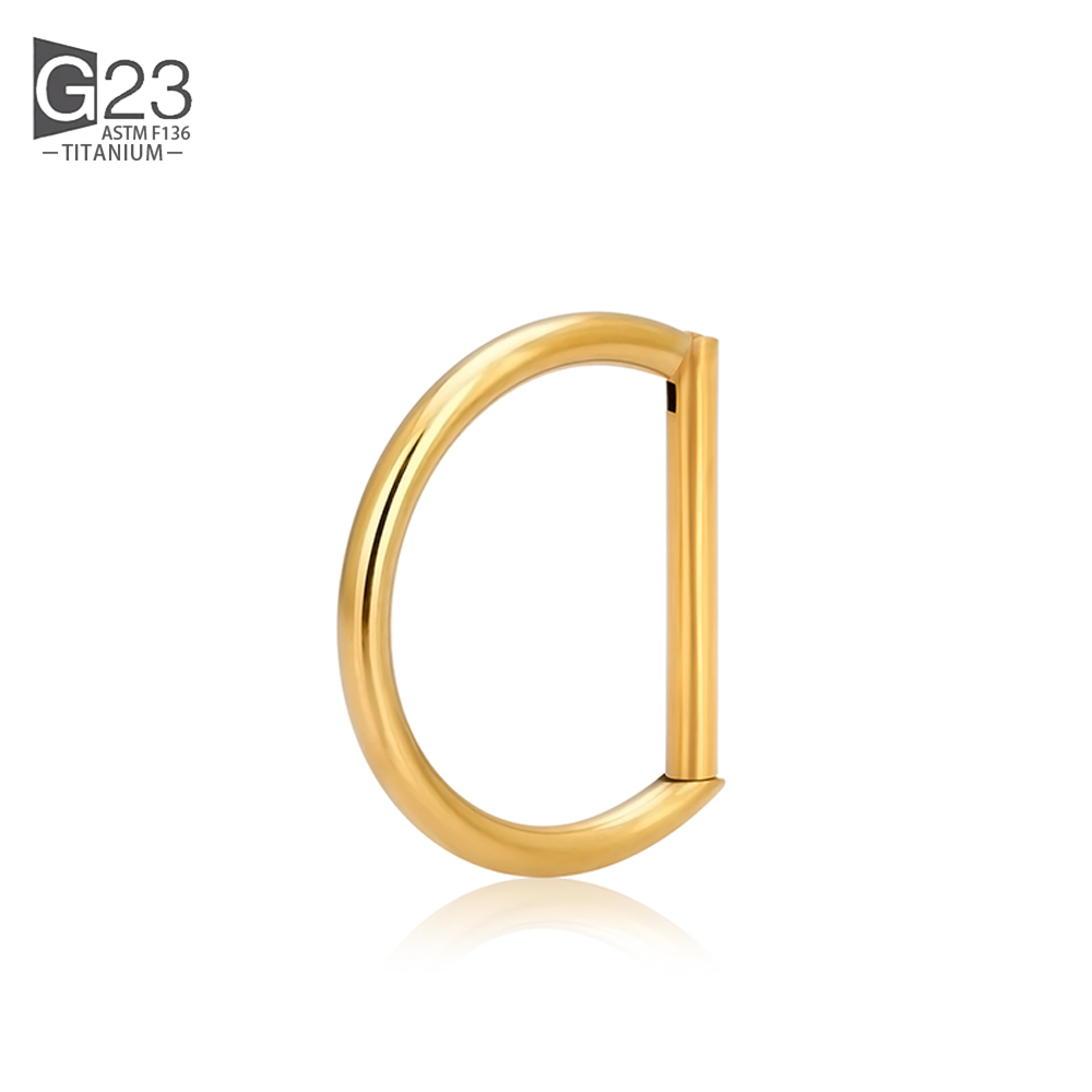 ASTM F-136 anneau de nez en titane Daith coeur boucle d'oreille cerceau Cartilage Tragus D forme Helix anneaux articulé Segment cerceau avec CZ clair: Black / Couleur or