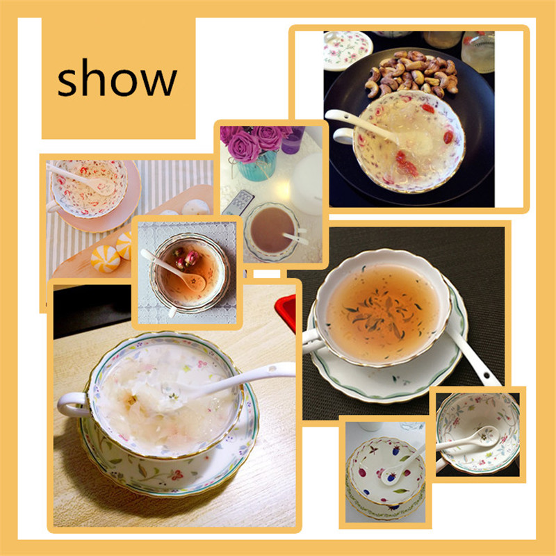 Juego de taza y platillo de café de cerámica, cuchara y platillo, té de la tarde, vajilla de porcelana china, tazas y platillos de té negro, decoración de cocina