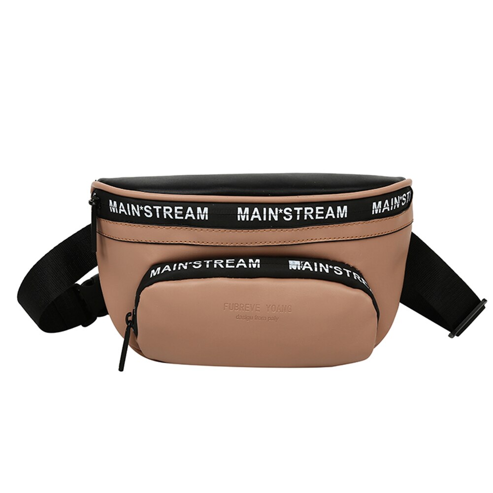 fanny Taille Tasche Frauen Buchstaben PU Leder Reise lässig Brust Telefon Tasche Reißverschluss Weibliche Mädchen Täglichen retro Crossbody Pack: Kamel