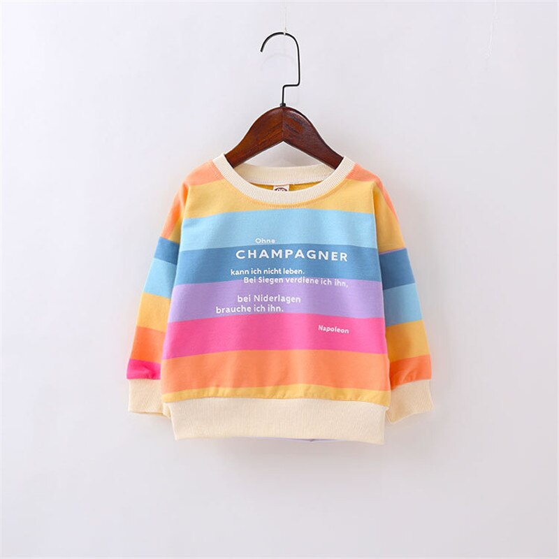 1-6 ans coton bébé garçons filles T-shirt vêtements à manches longues arc-en-ciel chemises printemps hiver enfant garçon fille vêtements Blouse hauts: Rouge / 3 to 4 Years Old