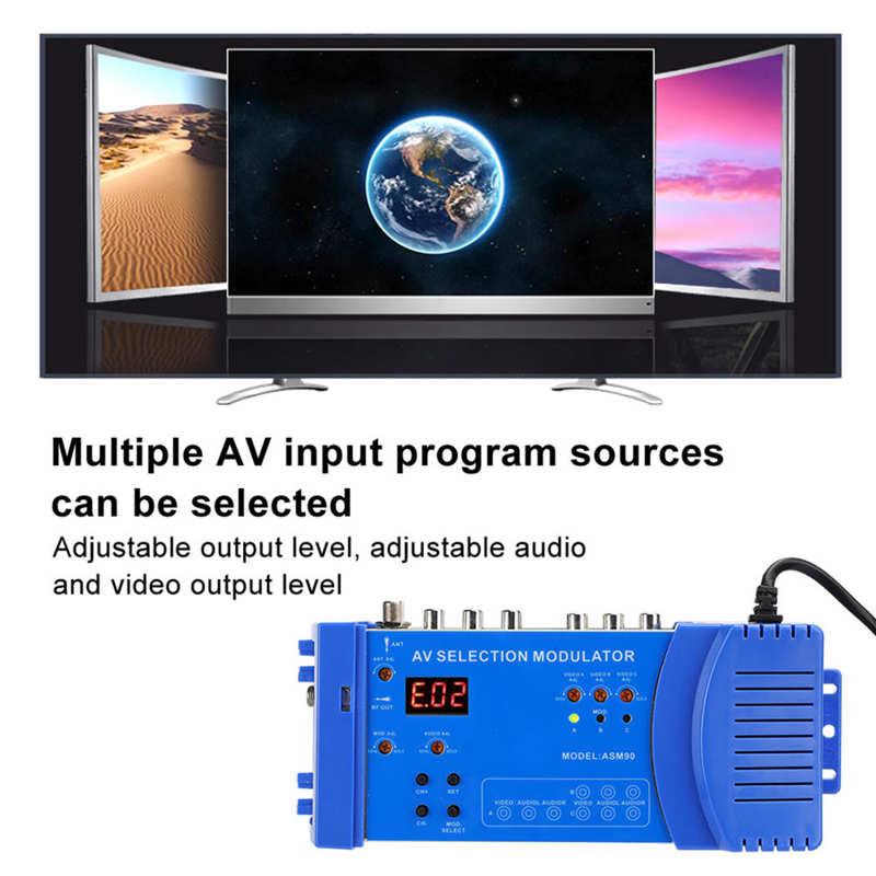ASM90 Digital Domestic Modulator AV Optional Modulator VHF UHF PAL Standard Portable Converter for EU Plug