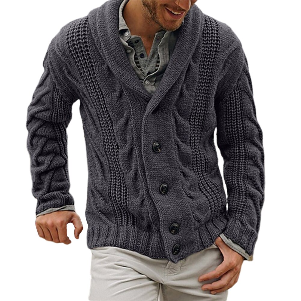 Décontracté hommes hiver à manches longues torsion tricoté manteau hiver automne hommes couleur unie tricoté pull boutons Cardigan veste manteau