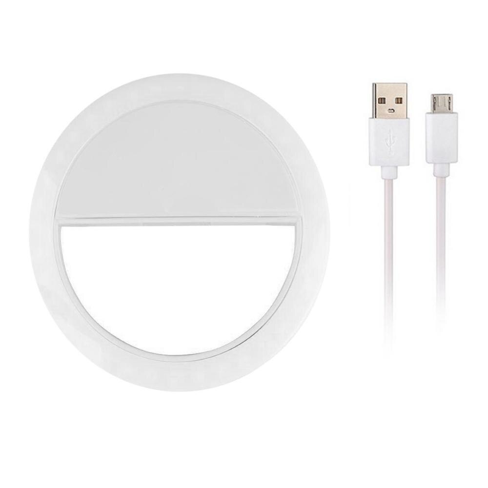 Selfie Rechargeable lampe de poche LED Up téléphone lumineux Selfie anneau lumière Clip photographie amélioration pour iPhone 8X7 Samsung: White