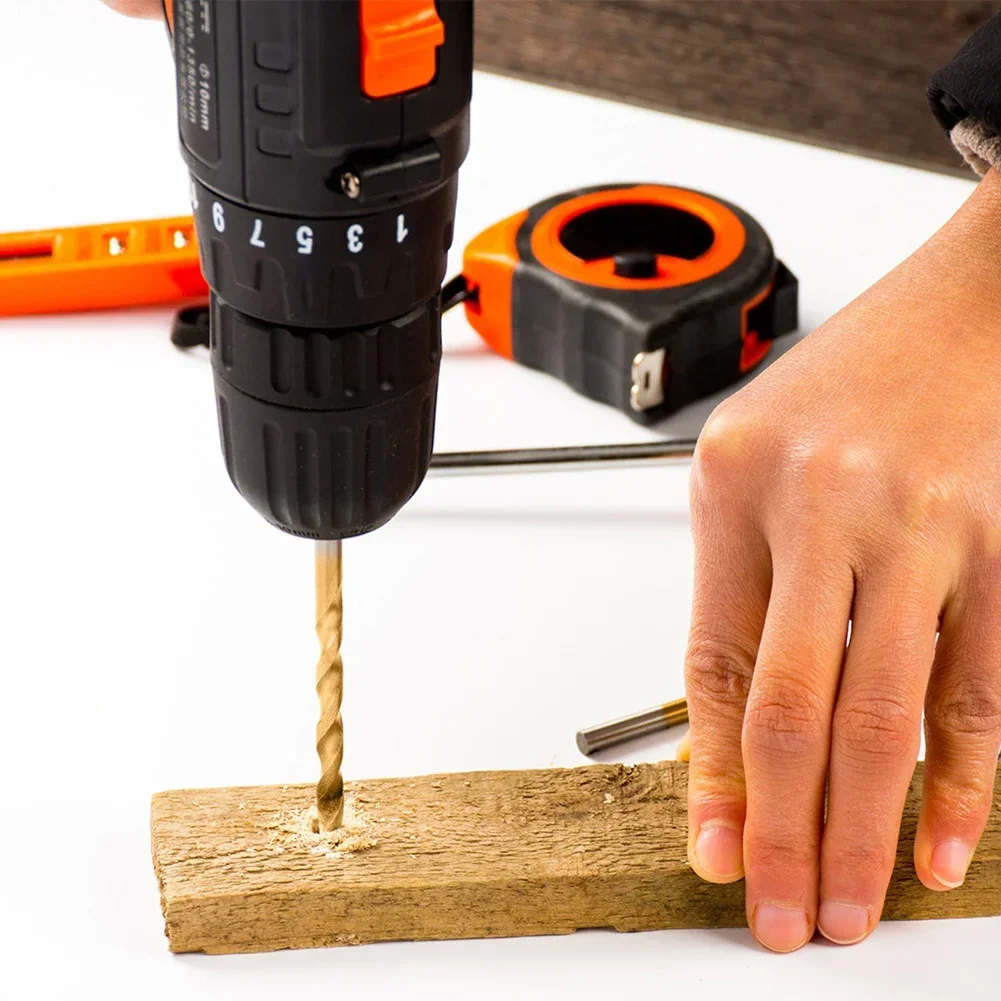 99 Pieces Titanium Twist Drill Bit Set, High Speed Steel, Size from 1/16" Up to 3/8", Ideal Drilling in Wood/Cast Iron Anti-rust