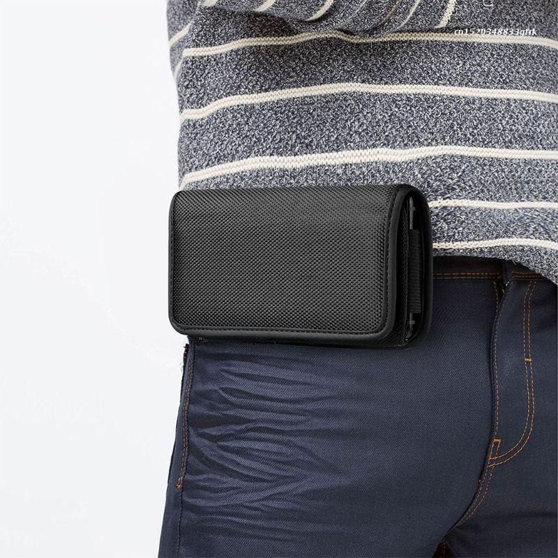 Phone waist bag Horizontal Nylon Belt Loops Cellphone Holster Holder Carrying Case Sleeve Pouch for Men