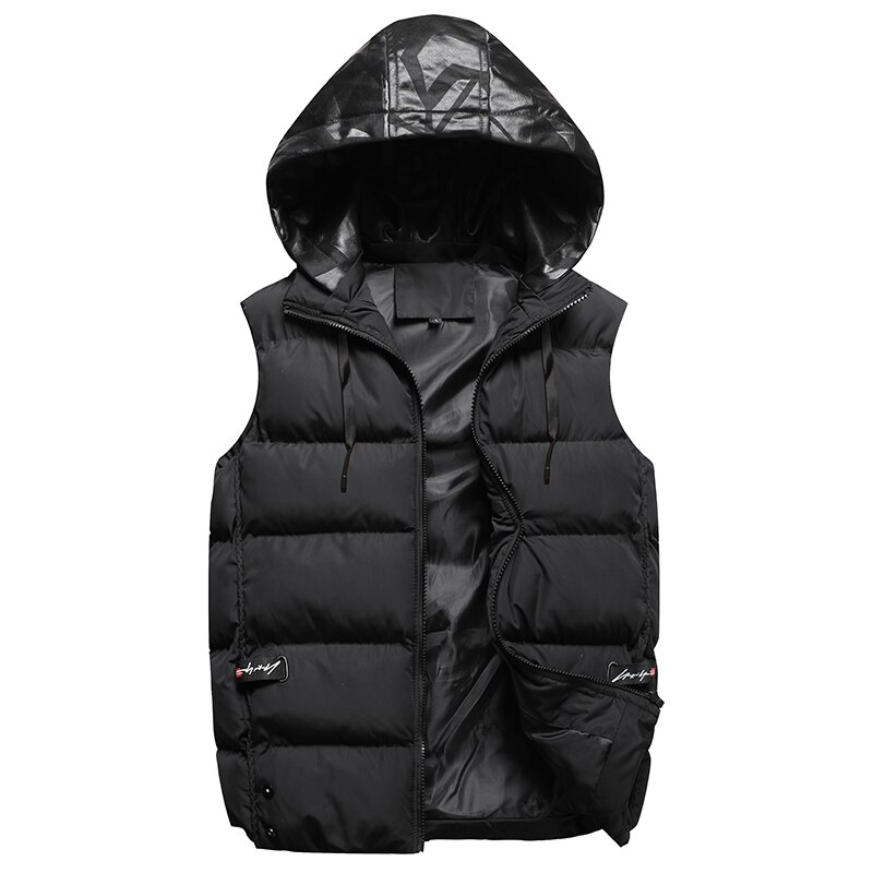 SingleRoad Winter Vest Mannen Mode Hooded Mouwloze Jas Mannelijke Winddicht Geel Heren Katoenen Vest Jas ManBodywarmer