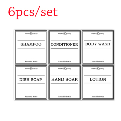 Shampoo Bottle Label Set Bathroom Soap Conditioner Body Wash Labels Soap Dispenser Detachable Waterproof Sticker Set: MULTI