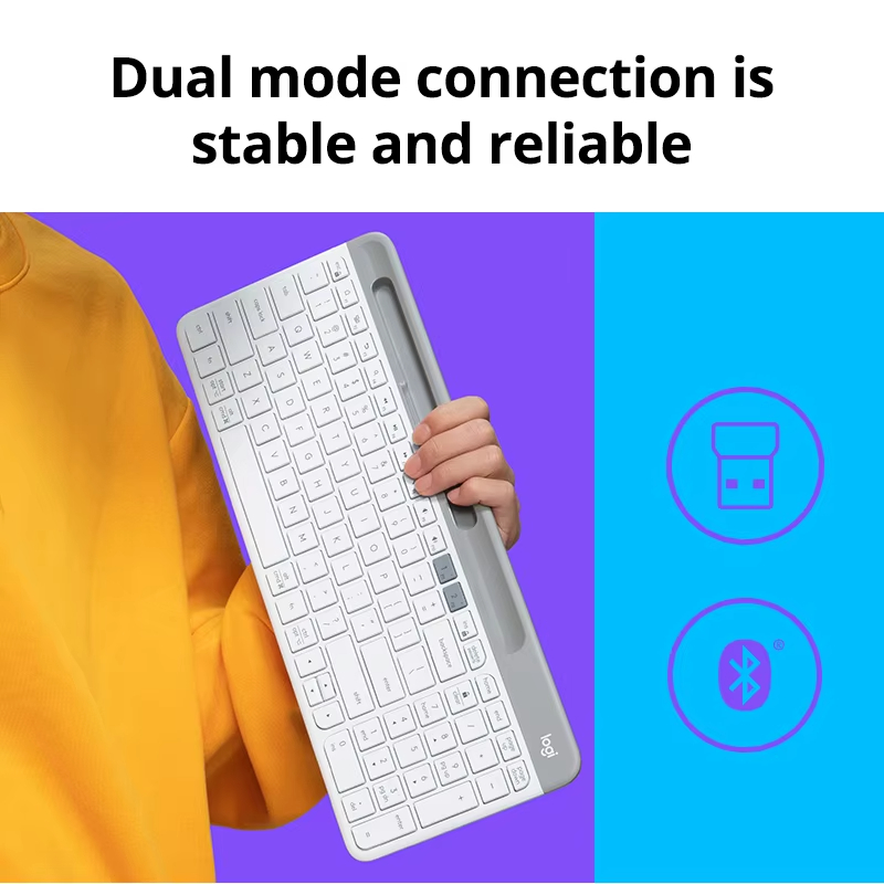 Logitech K580 Draadloos toetsenbord Draagbaar dun licht Kantoortoetsenbord voor meerdere apparaten voor pc Tablet Laptop Ipad Kantoorcomputer