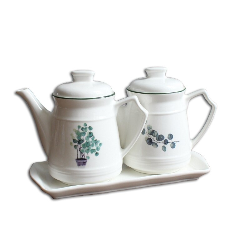 Ceramiczne pojemniki kuchenne przyprawy pudełko do przechowywania z olejkiem Pot ocet sos sojowy pojemnik do przechowywania