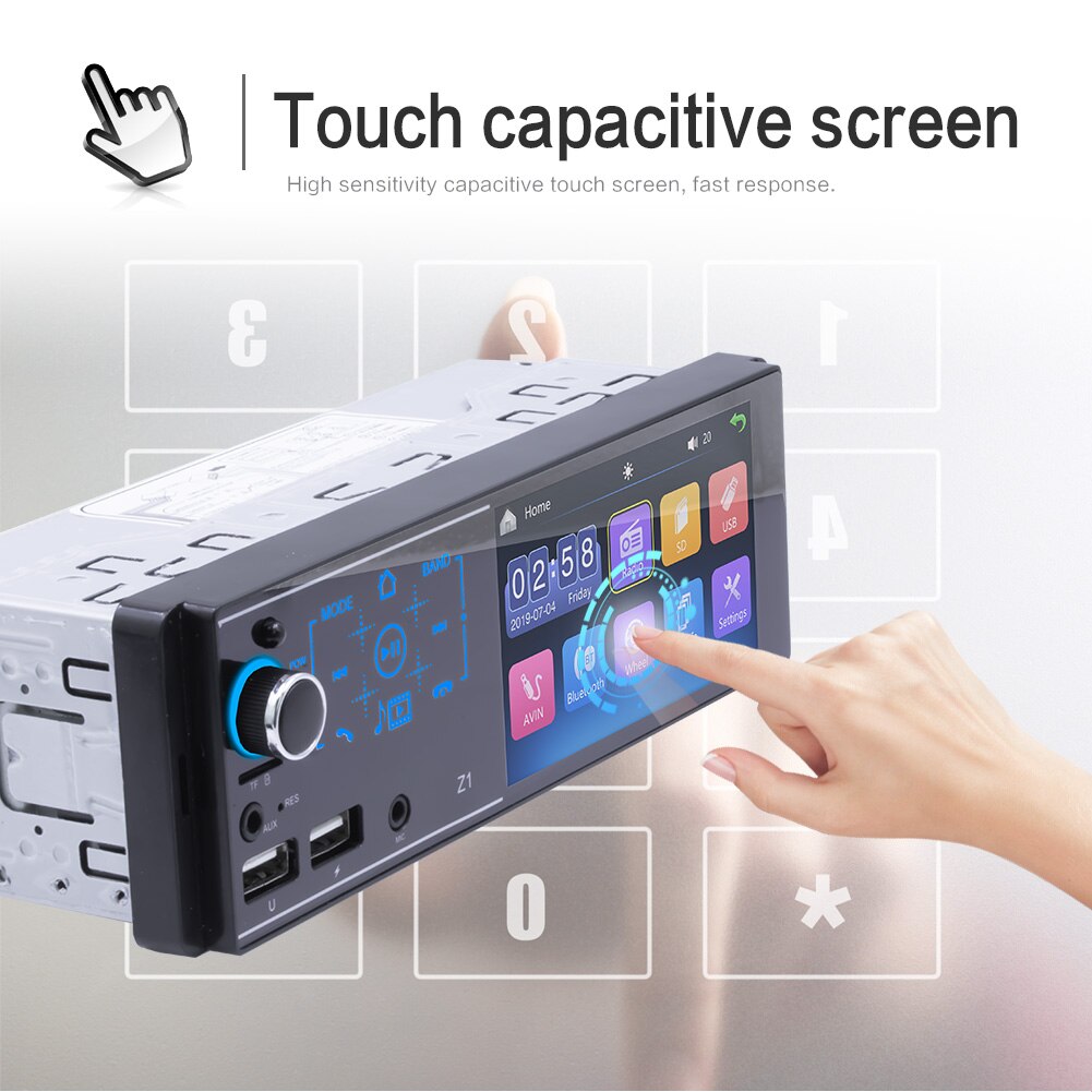 1 din Car Radio 4.1" Inch Touch Screen Car Stereo Multimedia MP5 Player Bluetooth RDS Dual USB Support Micphone Autoradio