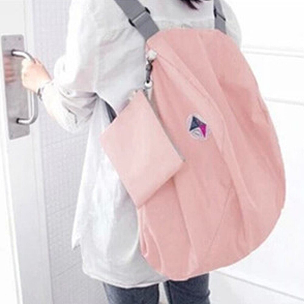 Mochila plegable multifuncional para mujer, bolso escolar para adolescente, único, plegable, de gran capacidad, duradero: Pink