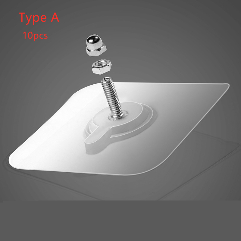 10pcs Strong Adhesive Seamless Sticky Wall Hook Nail Punch Mounting Rack Pendant Paste Screw Rod No Trace Wall Hook Nail