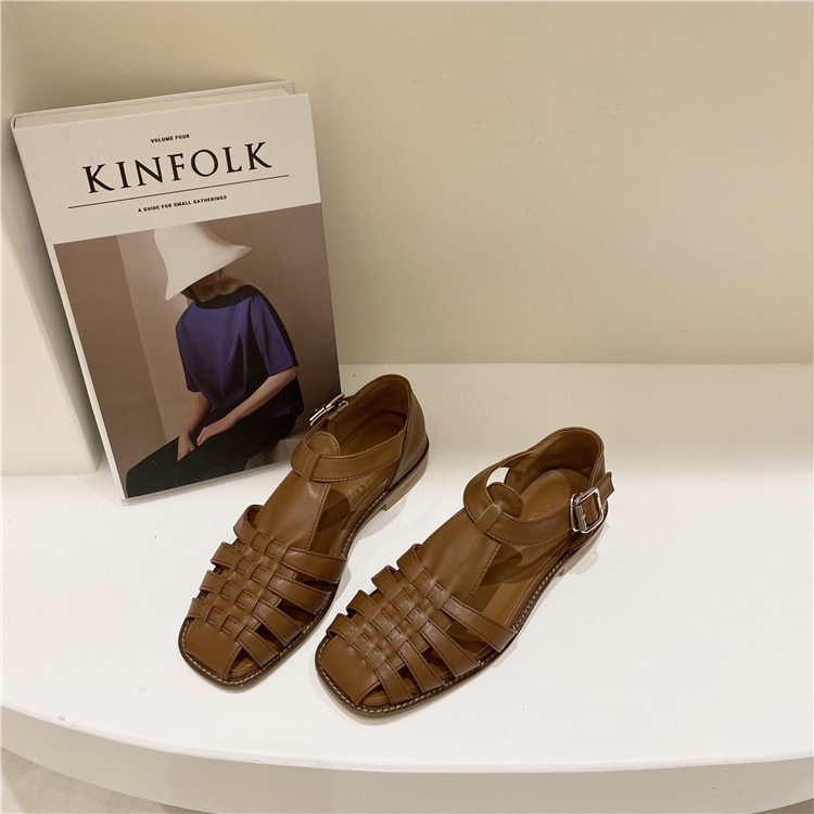 Vrouwelijke Sandaal Comfort Schoenen Voor Vrouwen Ademende Gesloten Teen Sandalen Vrouwen Schoenen Dames Comfort Blok Retro Gladiator