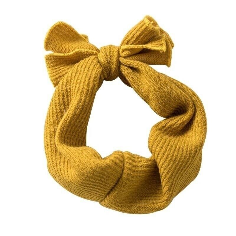 Leuke Baby Peuter Meisjes Kids Hoofdbanden Mooie Bunny Konijn Boog Knoop Tulband Hoofddeksels Headwrap Katoen Meisjes Tie Boog Haar Band: YELLOW