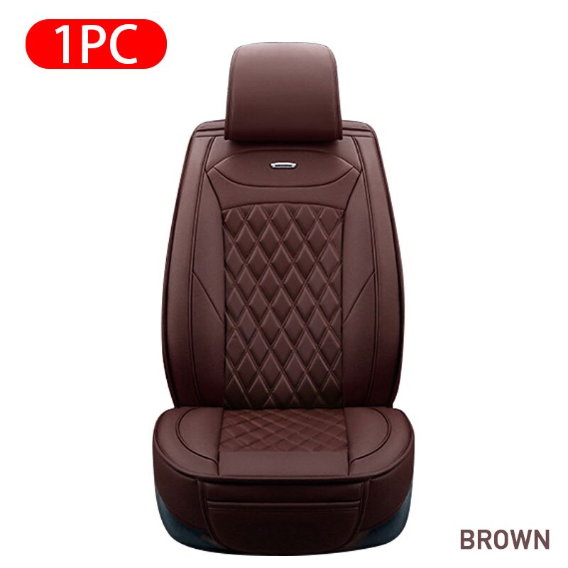Funda de polipiel para asiento de coche, cojín de asiento de fila delantera, Protector de asiento envolvente Universal para Sedán, SUV, camioneta: Brown Front 1pc