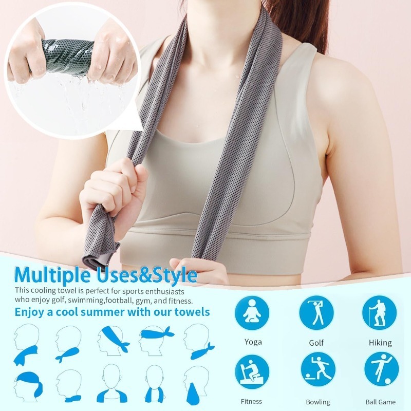 Toalla refrescante, toalla de fibra ultrafina transpirable y suave, adecuada para ejercicios de yoga, correr, fitness, gimnasio, camping y fitness