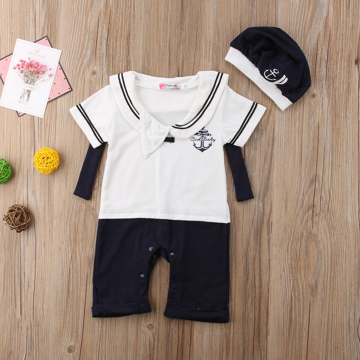 Baby jongens romper baby soilder kleding kapitein outfit zonnepak 0-24m