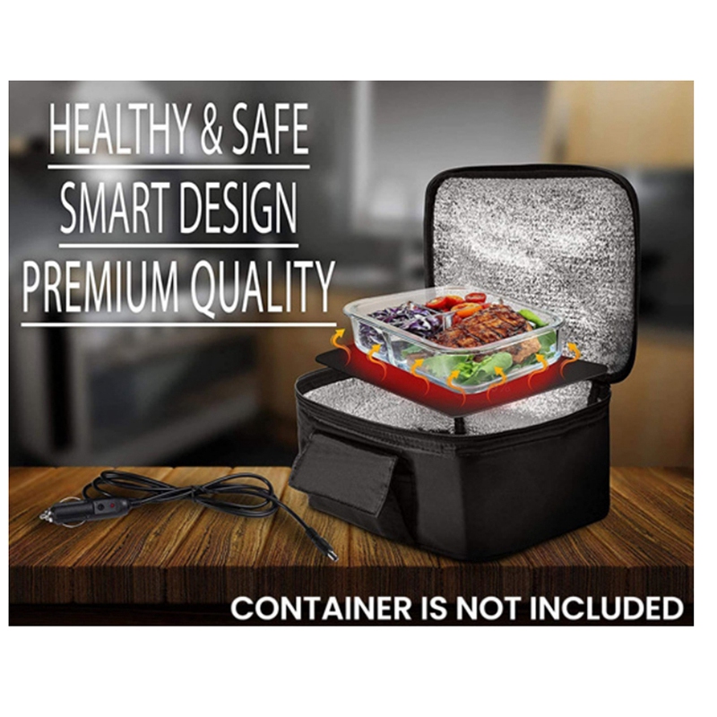 B82B-draagbare voedselverwarmers elektrische verwarming lunchbox mini-oven 12V autovoeding zwart: Default Title