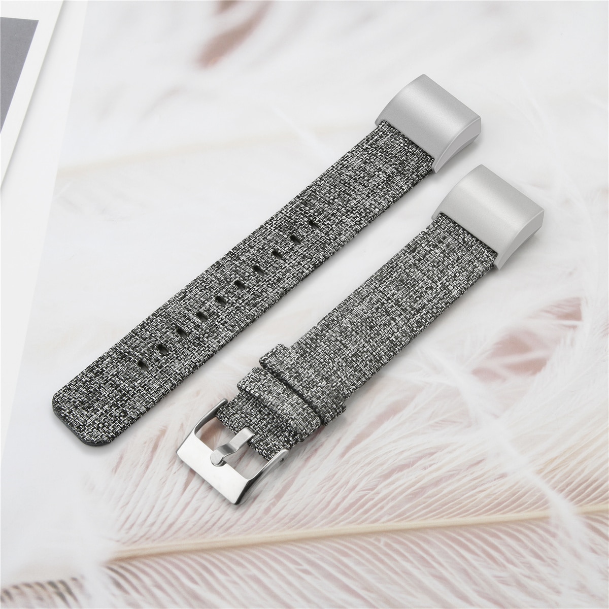 Klokkerem for fitbit charge 2 -rem canvas pustende erstatningsarmbånd for fitbit charge 2 correa fitbit watch 64002