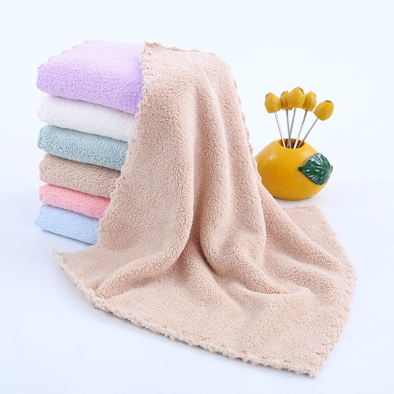 1PC Coral Fleece Square Scarf Thicken Soft And Absorbent Hand Towel Kitchen Car Wipe Towel Small Rag
