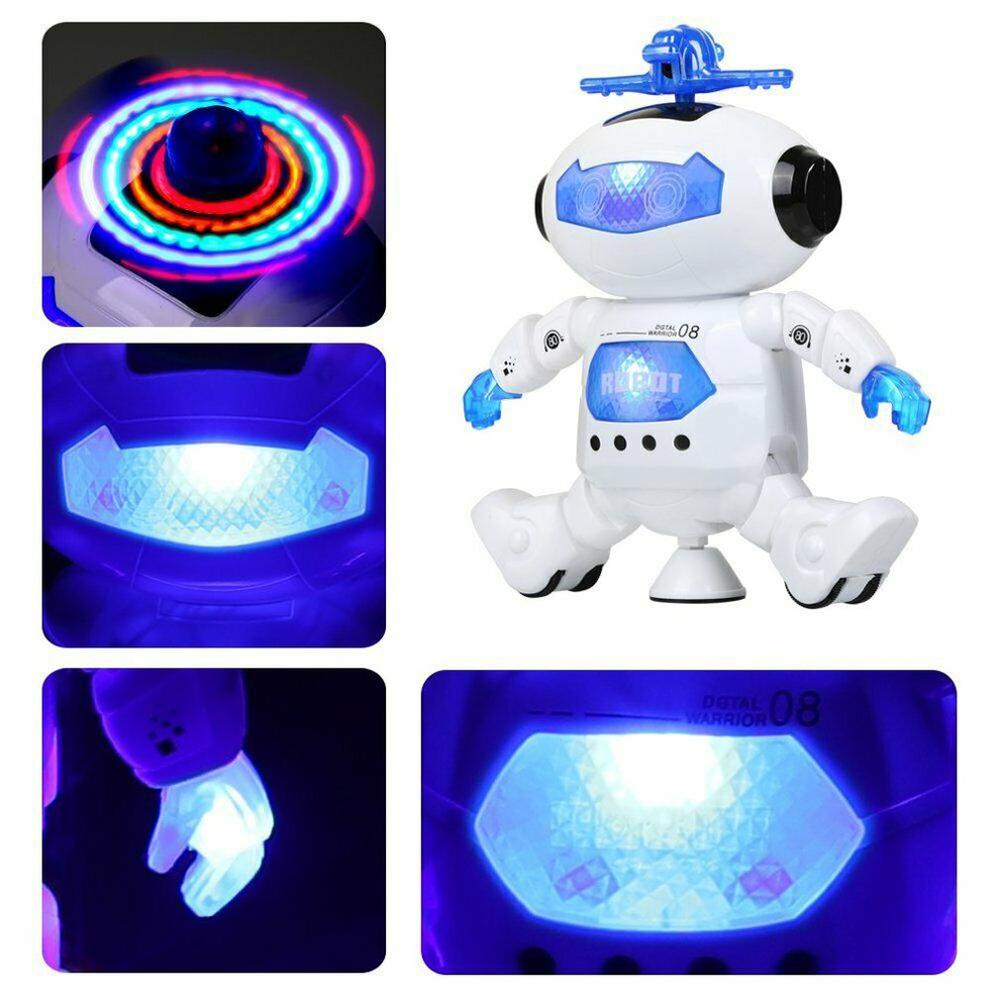 Children'S Toy Robot Neutral Plastic Music Infrared Glow Vocalization 360 Degree Cool Stunts Rotating Wheel