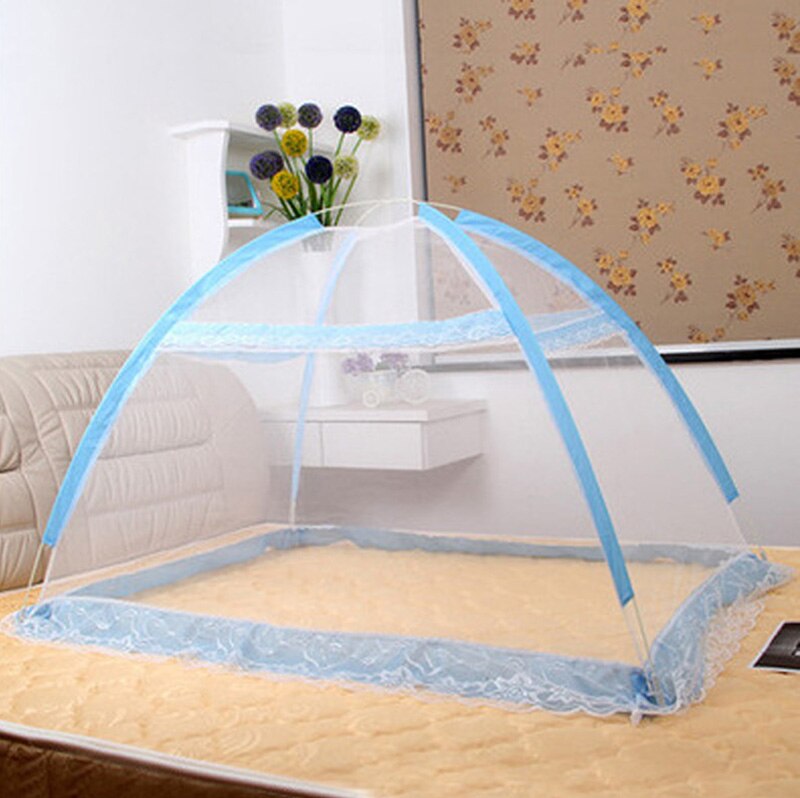 Tente de berceau en maille de Polyester pour enfants et nourrissons, moustiquaire pliante pour -né, matelas coussin T0142: blue grid