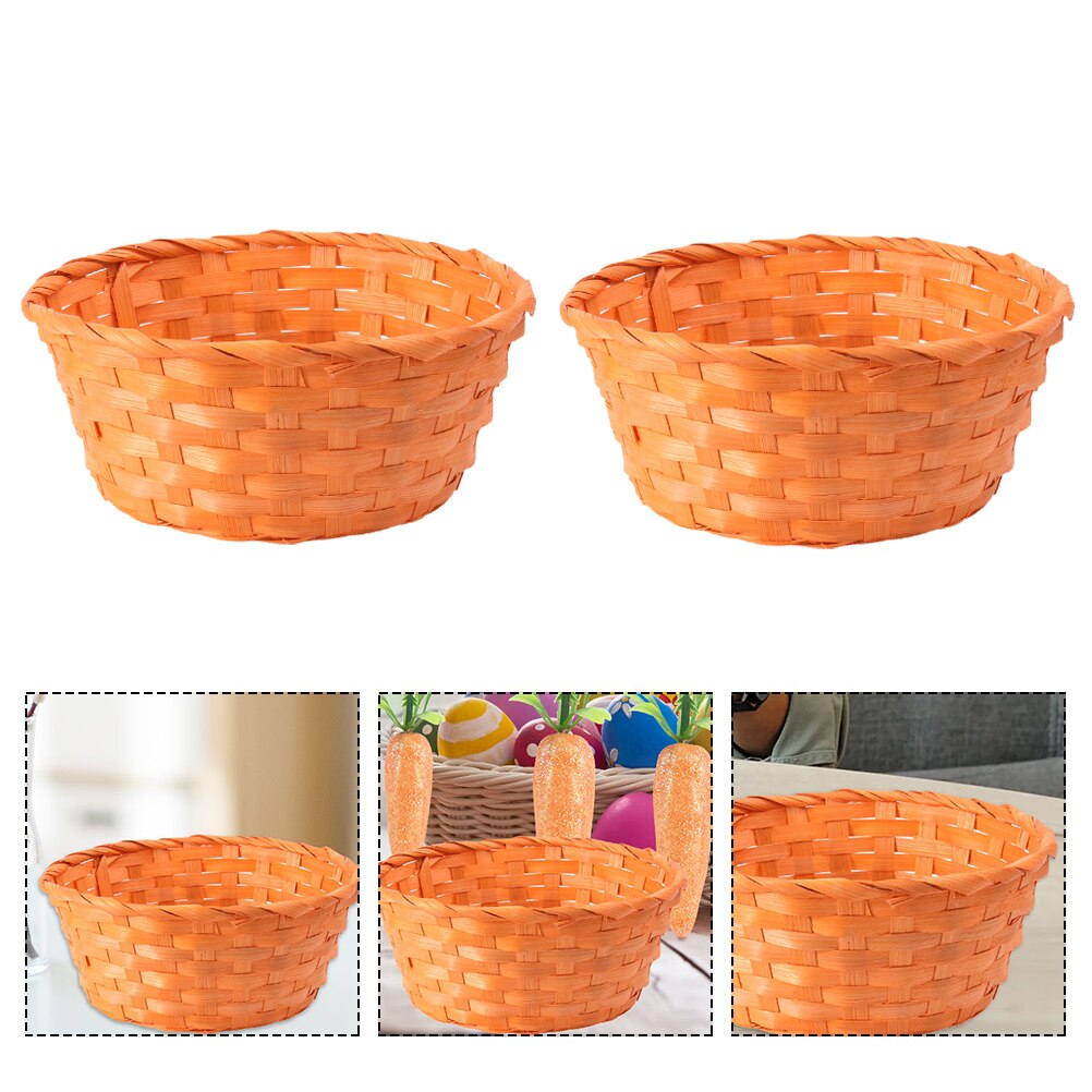 2pcs Storage Basket Durable Practical Easter Basket Fruits Basket Bamboo Baskets for Home Easter Festival: Orange