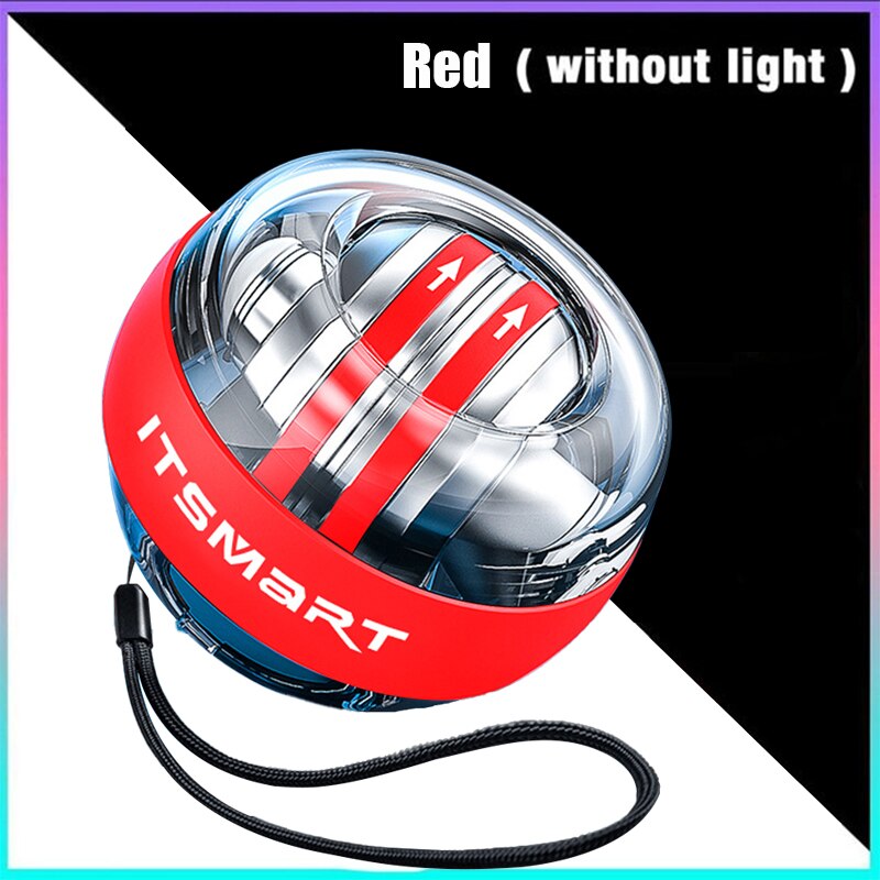 Led gyroskopisk powerball autostart rækkevidde gyro power håndled bold med kontra arm hånd muskel kraft træner fitness udstyr: Rød uden lys